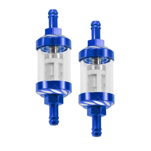 2Pcs Automotive Fuel Filter, Detachable Washable Metal Glass Vehicle Inline Waterproof Fuel Filters 1.1" x 3.46" x 0.31", Universal Car Accessories Replacement for Truck Motorcycle SUV Car (Blue) - color: Blue