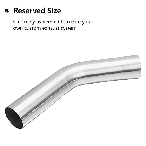 A-KARCK Exhaust 45 Degree Tube 2.5" OD, 304 Stainless Steel Exhaust Pipe Mandrel Bend, Custom Your Own Exhaust System - size: 2.5", style: 45 Degree