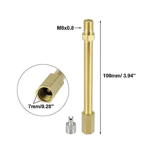 X AUTOHAUX 2pcs 100mm/3.94" Long Brass Auto Tire Valve Extension Adaptor Air Tyre Stem Extender Inflation Stright Bore for Car Truck Motorcycle Bike Scooter - size: 100mm