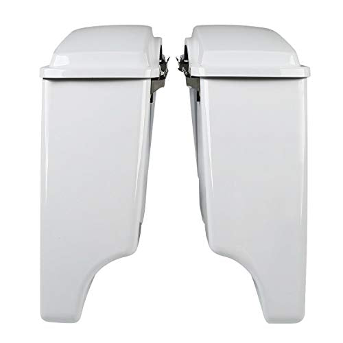Green-L ABS White 5" Stretched Saddlebag Fit for Harley Touring 93-13 - color: White