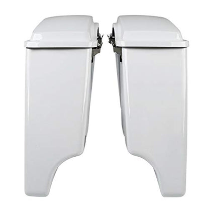 Green-L ABS White 5" Stretched Saddlebag Fit for Harley Touring 93-13 - color: White
