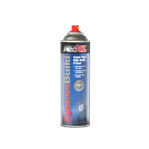 ProXL XpressBuild Super High Build Grey Primer Aerosol - 500 ml | Ultra Fast-Drying Grey Primer Filler | Fills Scratches & Sanding Marks | Excellent Adhesion on Metal & Plastic | Sandable in 20 Minutes | Vari-Nozzle Included