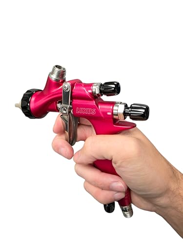 LUXUS 1.3 HVLP/LVMP Professional Spray Painting Gun with 600ml Plastic Cup, Air Regulator, Cleaning Kit, Big Atomization Pattern, Base Coat and Clear Coat Application (1.3 MP) - style: 1.3 MP