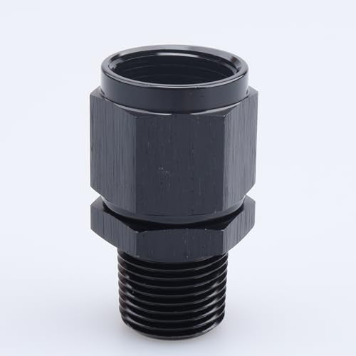 AC PERFORMANCE -8 AN Female to 1/4" NPT Male Swivel Fitting Aluminum Black - color: Black, size: 8AN to 1/4 NPT