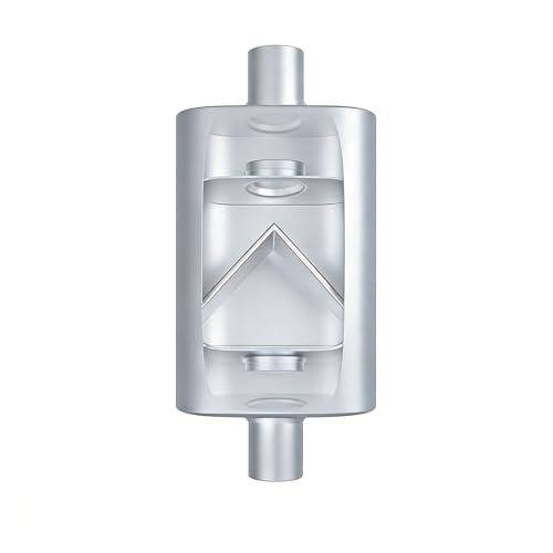 Universal 2.5" Dual Chamber Center Inlet Center Outlet Muffler – Aluminized Steel Silver, Aggressive Deep Sound, 17" Total Length - color: SILVER, size: 2.5 Inch