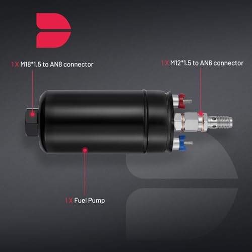 BDFHYK External Inline Fuel Pump Electric 300LPH High Flow 12V Aluminum Fuel Pump, 6AN / 10AN Universal for Gas/Diesel / E85