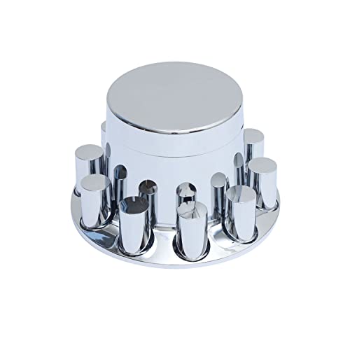 ABS Plastic Chromed Hubcaps Front and Rear Wheel Axle Cover Set with 33mm Thread-On Lug Nut Covers for Semi Trucks (Flat) - color: Flat