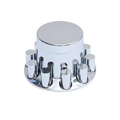 ABS Plastic Chromed Hubcaps Front and Rear Wheel Axle Cover Set with 33mm Thread-On Lug Nut Covers for Semi Trucks (Flat) - color: Flat