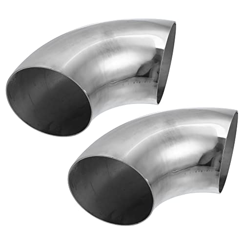 X AUTOHAUX 2pcs OD 4 Inch 90 Degree Mandrel Bend Elbow SS304 Stainless Steel Bend Tube Exhaust Elbow Pipe for Car Modified Exhaust System 4" Piping Silver Tone - size: 4"