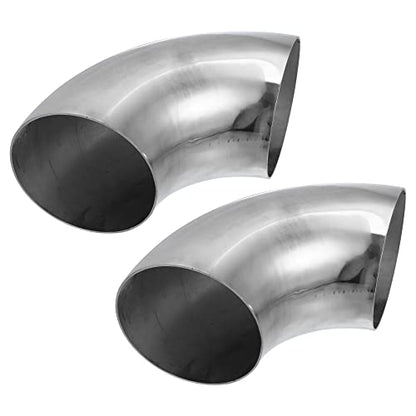 X AUTOHAUX 2pcs OD 4 Inch 90 Degree Mandrel Bend Elbow SS304 Stainless Steel Bend Tube Exhaust Elbow Pipe for Car Modified Exhaust System 4" Piping Silver Tone - size: 4"