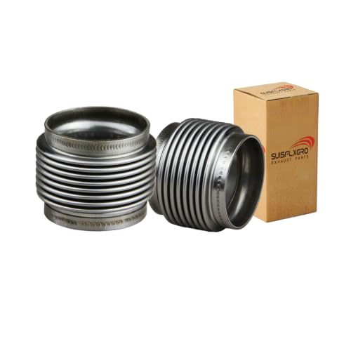 2.0" ID Exhaust Flex Bellows, 100% Stainless SS304, 2.5" LONG Flex Joints & Connectors (1PC) - size: 2.0 inch