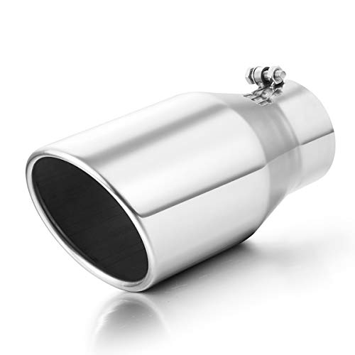 A-KARCK Exhaust Tip 4" Inlet to 6" Outlet, 12" Overall Length Exhaust Tailpipe Tip Polished Bolt On Design Protect Tailpipe - size: 4" to 6", 12" long, style: Polished