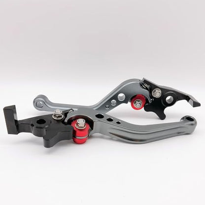 Motorbike Brake Lever,1 Pair Universal Adjustable Aluminum Modification Double Disc Clutch Brake Levers for Most Motorcycle Scooter Electric Bike (Gold) - color: Gold
