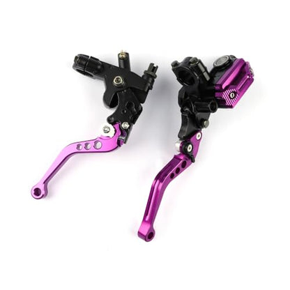 Universal Motorcycle 7/8" 22mm Brake Master Cylinder Reservoir Handlebar Clutch Lever CNC Left & Right Set Compatible with Honda Kawasaki Suzuki Yamaha Purple