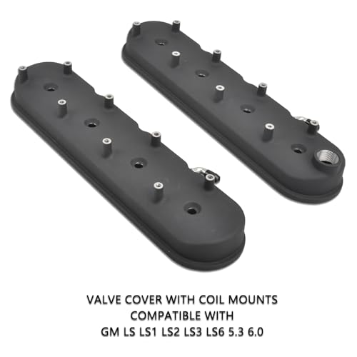 Cast Aluminum Engines Valve Cover with Coil Mounts - color: Black, size: GM LS1-LS6