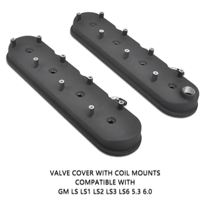 Cast Aluminum Engines Valve Cover with Coil Mounts - color: Black, size: GM LS1-LS6