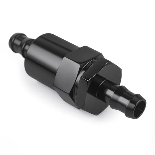 1/2" Billet Inline Fuel Filter 30 Micron Anodized Aluminum Black 2PCS - size: 1/2 in