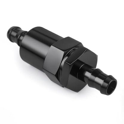 1/2" Billet Inline Fuel Filter 30 Micron Anodized Aluminum Black 2PCS - size: 1/2 in