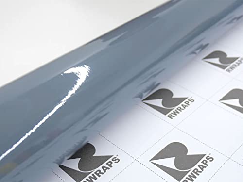 Rwraps Hyper Gloss Vinyl Car Wrap Film Sheet Roll with Air Release Technology - 5ft x 4ft, Gray - color: Hyper Gloss Gray, size: 5ft x 4ft