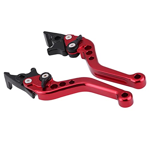 Pit Bike Brake Lever, Red Folding Aluminum Clutch Brake Lever Universal Brake Lever Handle Double Disc for GY6 Xmaximum 400, 1 Pair