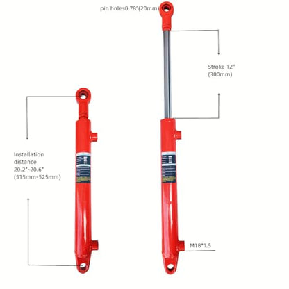 1.5" Bore Double Acting Hydraulic Cylinder 12" Stroke, Heavy Duty Welded Hydraulic Ram 3000 PSI for Tractor, Trailer, Loader & Industrial Machinery（1.5 * 12） - size: 1.5*12