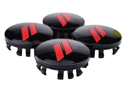 (Set of 4) 63mm=2.5 inches // Slash Wheel Center Cap Covers HubCap Emblem Badge Trim for Dodge Charger Challenger Durango Hornet Dart SRT Magnum Nitro Journey Caliber Avenger - color: red // on gloss black cap