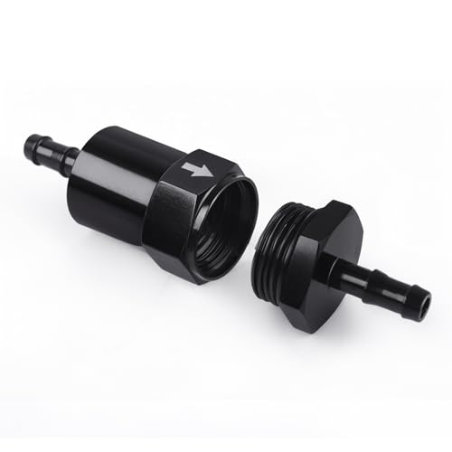 5/16" Billet Inline Fuel Filter 30 Micron Anodized Aluminum Black 2PCS - size: 5/16 in