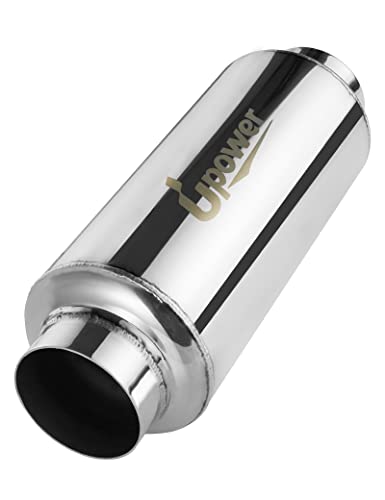 Upower 2.5" Inlet&Outlet Exhaust Resonator,4" x8.5" Body 11.5" Overall Length Center Straight Through Stainless Steel Muffler,Polished - size: 2.5" Inlet 11.5" Overall Length