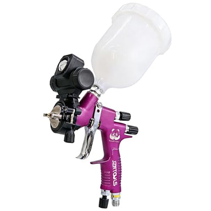 1.3mm Slit Nozzle HVLP Air Spray Gun for Varnish Painting with Paint Gun Light （3 Light Color Modes） for Varnish, Topcoat，Primer Spraying - style: Purple