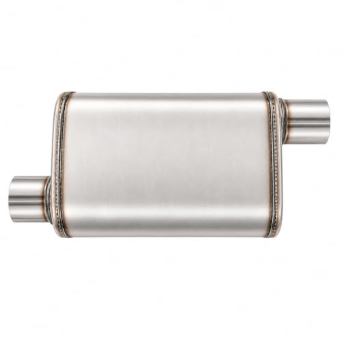 3" Offset In/Out 409 Stainless Steel Straight Through Perforated Core Universal Performance Exhaust Muffler fit for Trucks and Cars - color: side in side out, size: 3in