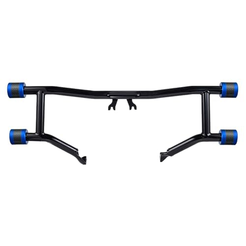 Advanblack Protek Two Step Highway Peg Crash Bar with CNC Slider Fit for 2014-2025 Harley Touring Road Glide Street Glide Electra Glide – Engine Guard Performance Upgrade (Blue CNC w/Carbon Inlay) - color: Blue CNC w/ Carbon Inlay