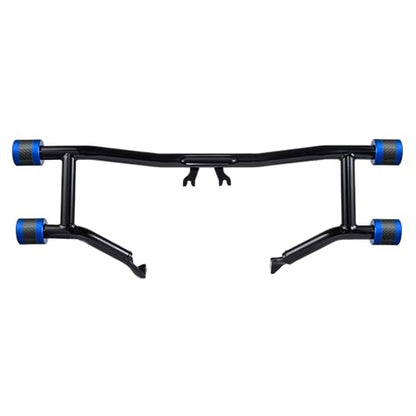 Advanblack Protek Two Step Highway Peg Crash Bar with CNC Slider Fit for 2014-2025 Harley Touring Road Glide Street Glide Electra Glide – Engine Guard Performance Upgrade (Blue CNC w/Carbon Inlay) - color: Blue CNC w/ Carbon Inlay