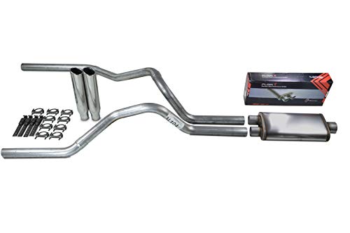 Truck Exhaust Kits - ShopLine Dual Exhaust System 2.5" Aluminized Pipe - color: Rear Exit Polished Tips