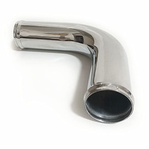 2.5" OD 90 Degree Aluminum Elbow Pipe with Beaded Ends - color: Polished Silver 90 Degree, size: OD 2.5"-63mm