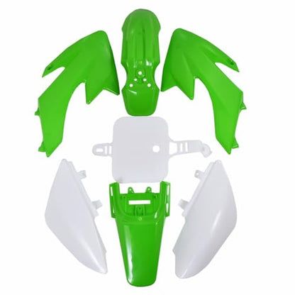 Durable ABS Plastics Kit with High Elasticity Black Tall Seat & Fuel Gas Tank for CRF50F XR50R CRF XR 50 SSR Chinese 110cc 125cc Dirt Pit Bike Body Work Fairing Kit & Bolts (Green) - color: Green