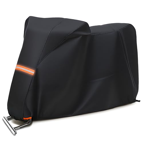 Motorcycle Cover 300D, UV Resistant,Waterproof for Outdoor Parking - size: 96.5“Lx41"Wx50"H