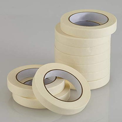 Lichamp Masking Tape 30 Pack General Purpose Beige White Color, 0.75 inch x 55 Yards x 10 Rolls (550 Total Yards), for Painting, Home, Office, School Stationery, Arts, Crafts etc. (3004) - size: 0.71 inch (Pack of 3)