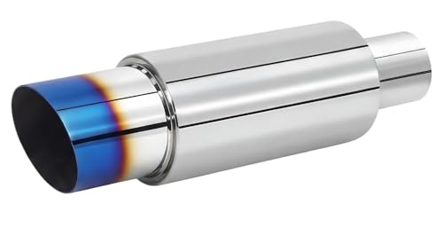Universal Car 51mm Exhaust Mufflers 15" Length (Burnt, 2'' Inlet 3'' Outlet) - color: Burnt, size: 2'' in 3.5'' out