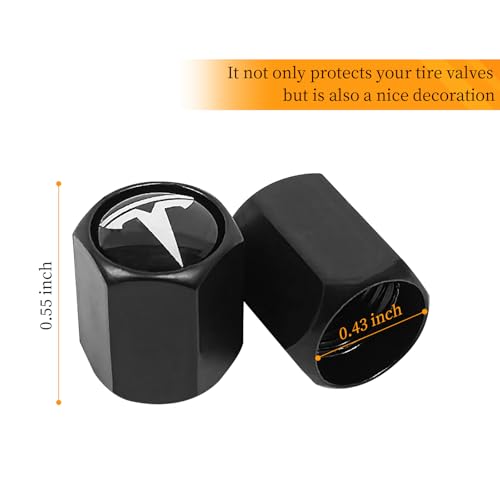 4 Pack Wheel Center Cover for Tesla Model 3 & Model Y,56mm Hubcaps Wheel Rim Cover Tesla Center Caps Hubcaps+4 Car Valve Stem Caps (Matte Black) - color: Matte Black