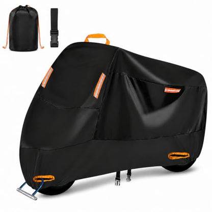 SECELES Scooter Cover Heavy Duty fits up to 74 inch Motorbike - color: Black, size: L (74" x 37" x 43")