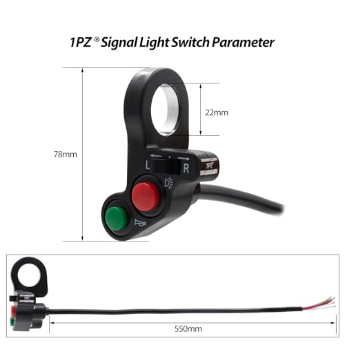 1PZ 7/8" Multi-Function Horn Turn Signal On/Off Light Switch + Flasher Relay + Horn Replacement for Honda Yamaha Suzuki Kawasaki Arctic Cat Motorcycle ATV Offroad