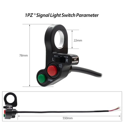 1PZ 7/8" Multi-Function Horn Turn Signal On/Off Light Switch + Flasher Relay + Horn Replacement for Honda Yamaha Suzuki Kawasaki Arctic Cat Motorcycle ATV Offroad