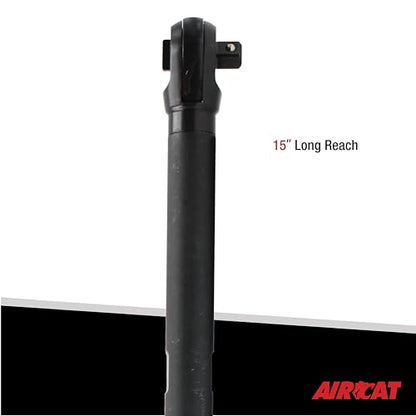 AIRCAT 808-15-A 3/8" Long Reach Ratchet, 35 ft-lb Max Torque, 200 RPM - size: 3/8-Inch (Pack of 1)