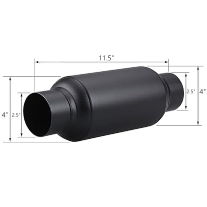LCGP 2 Pack 2.5'' Inlet & 2.5" Outlet, Universal Resonator, 11.5'' Overall Length Stainless Steel Muffler/Weld On - color: Black, size: 2.5" Inlet 11.5" Long-2 Pack