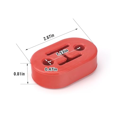 2 Hole Exhaust Hangers Upgrade EPDM Bushing Muffler Insulator Shock Absorbent Mount Bracket High-Density Muffler 12mm Hole (73mm x 47mm x 21mm) Universal Fit - Pack of 4 (Red) - color: RED