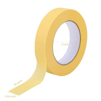 Lichamp 3-Pack Automotive Refinish Masking Tape Yellow 25mm x 55m