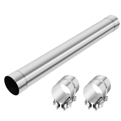 LCGP 3.5 Inch Straight Exhaust Pipe, 3.5" Stainless Steel Straight Muffler Replacement Pipe, 30" Length Mandrel Exhaust Tube with Two Lap Joint Band Clamps(New Version) - size: 3.5 Inch, style: 30 Inch Long