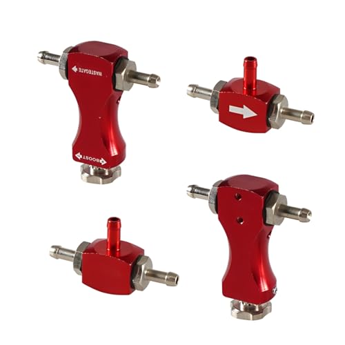Manual Boost Controller, Universal Aluminum Pressure Regulation Valve Kit with Mounting Bracket Hose for Turbocharged Engine Components (Red, 1-Piece) - color: Red