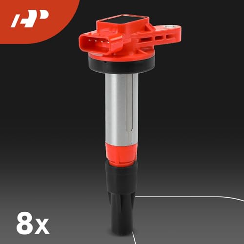 A-Premium Ignition Coil Pack and Iridium Spark Plugs Compatible with Jaguar - color: Red