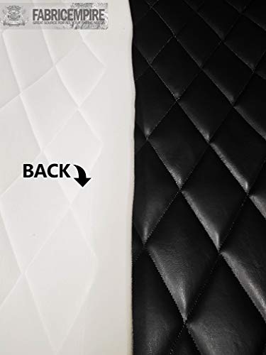 Vinyl Quilted Foam Fabric with 3/8" Foam Backing Upholstery / 52" Wide/Sold by The Yard/FABRIC EMPIRE (Marine Grade Black, Big Diamond 4" x 6") - color: Marine Grade Black, size: Big Diamond 4" x 6"
